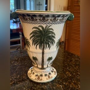Vintage Palm Beach Chic Ceramic Palm Tree Vase